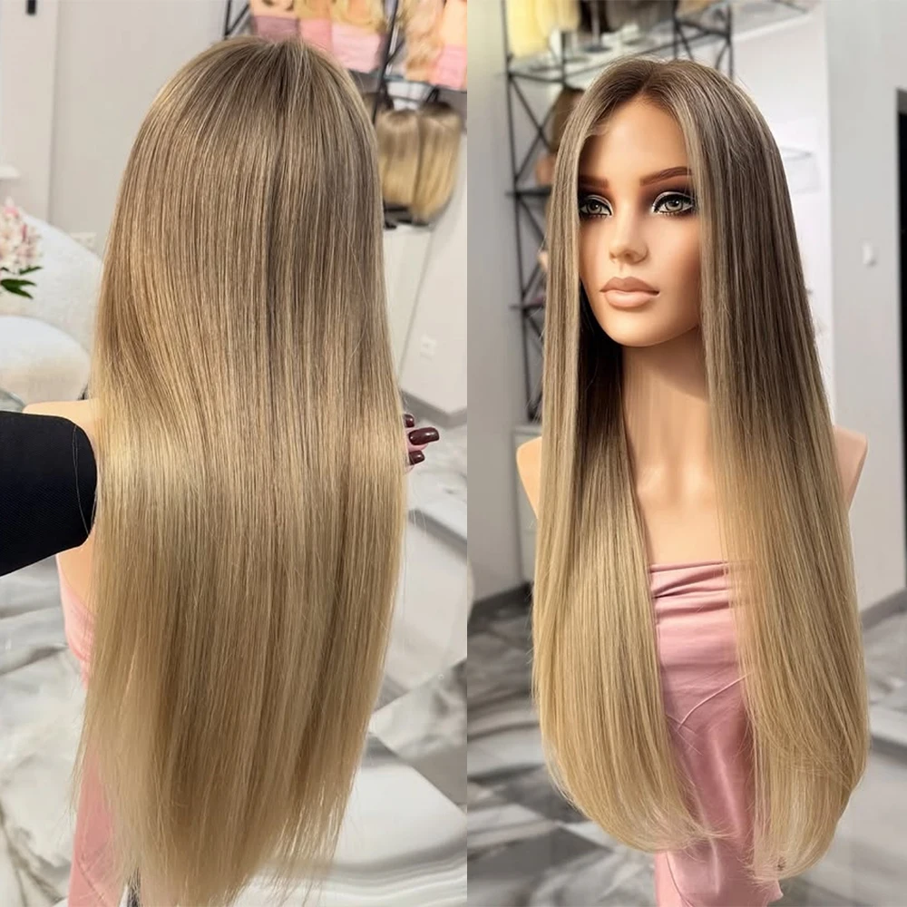 Light Blonde 13X4 Lace Front Wigs For Women Heat Resistant Fiber Long Straight Synthetic Hair Wigs for Daily Party Cosplay Use