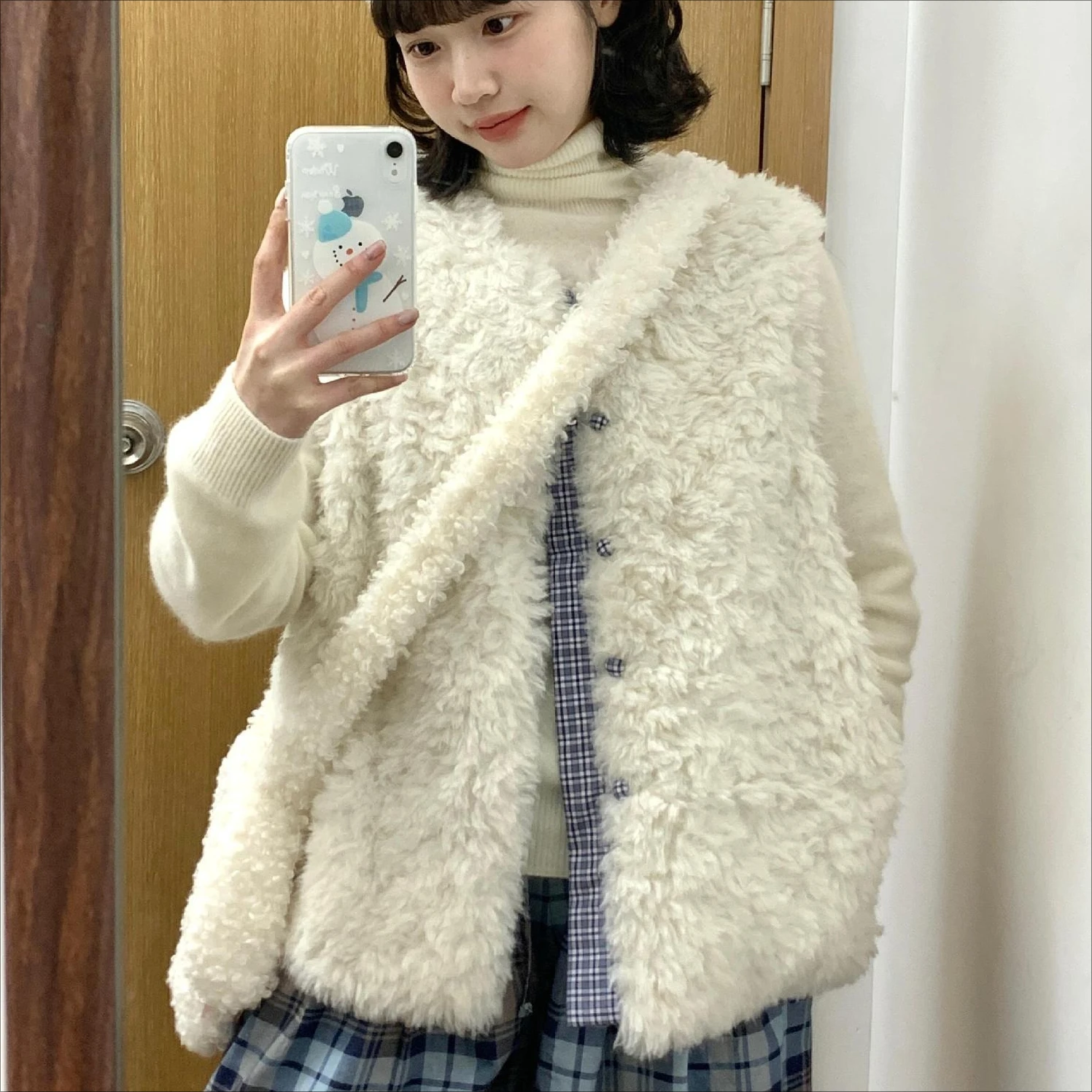 

Faux Fur Lamb Wool Coats Women Vests Jackets V Neck Sleeveless Vest Coat Y2k Streetwear Jacket Elegant Work Autumn Winter 2025