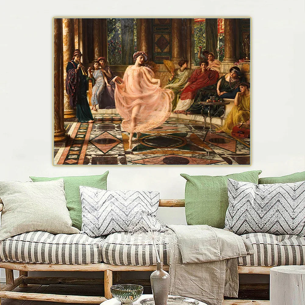 Citon Edward John Poynter《The Ionian Dance》Canvas Art Oil Painting Artwork Poster Picture Wall Decor Home Living room Decoration