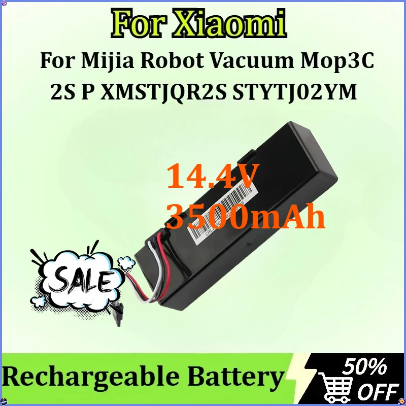 

Rechargeable Battery for Xiaomi Mijia Robot Vacuum Mop3C 2S P XMSTJQR2S STYTJ02YM Sweeping Mopping Vacuum Cleaner 14.4V 3500mAh