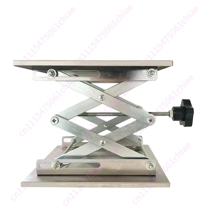 Adjustable Manual Lifter 200x200mm Stainless Steel Lifting Platform 45-150mm, Used in Lab, Woodworking and Engraving