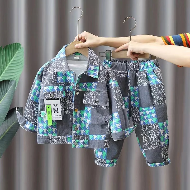 

Boys' Spring and Autumn Denim Set 2024 New Baby Fashionable and Fashionable Clothes Children's Handsome Two Piece Set Kids