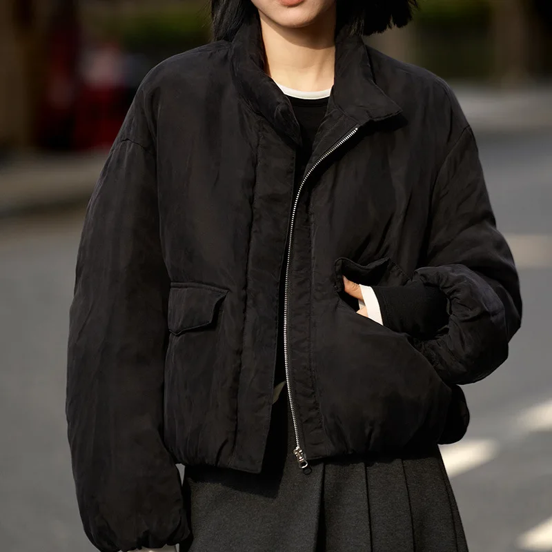 2025 Winter Women's New Down Jacket White Goose Down Smooth Mist Gloss Down Jacket Women's Short Style Solid Color Jacket New