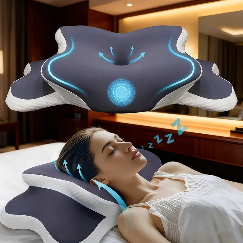 

Memory Foam Pillow Cervical Pillow Neck Pain Relief Contour Ergonomic Orthopedic Neck Support for Side Back Stomach Sleeper Gift