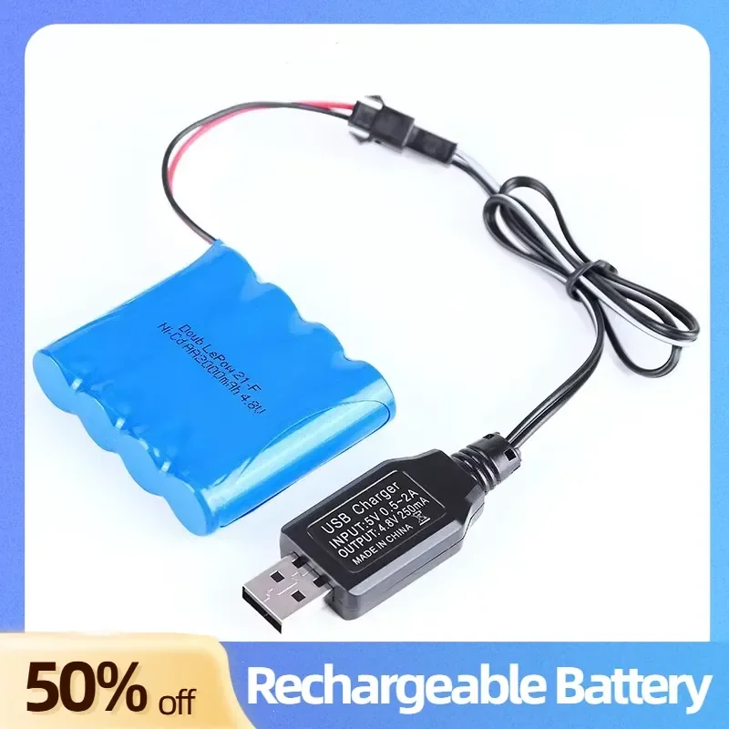 Rechargeable Battery 4.8V 2000mAh for Toy Dump Truck Four-wheel Drive Alloy Climbing Car Large Capacity Lithium Battery
