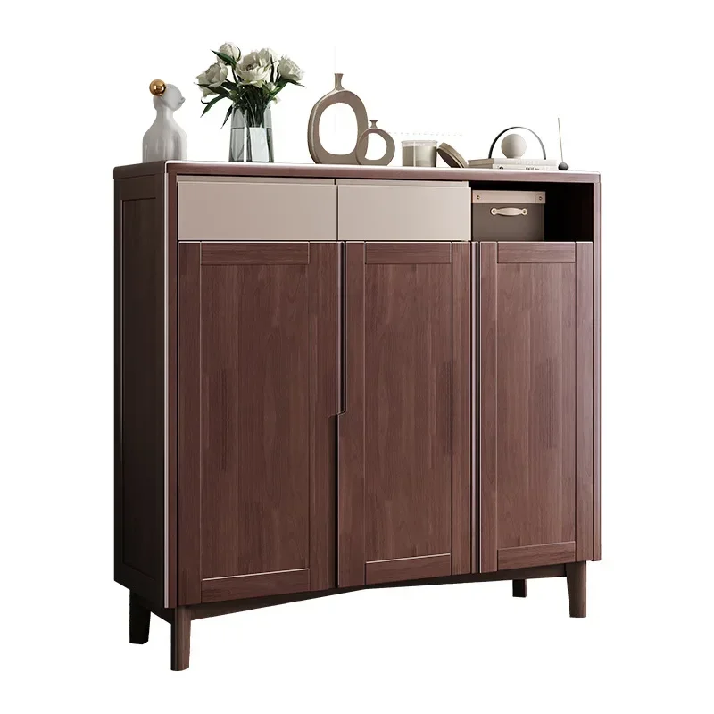Nordic Solid Wood Shoe Cabinet for Living Room Scratch Resistant Easy to Clean Stable Structure Easy Assembly Modern Design
