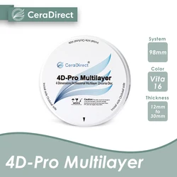 4D-Pro Multilayer rapid sintering Multilayer Zirconia 98*16mm ——for Dental Lab CAD/CAM
