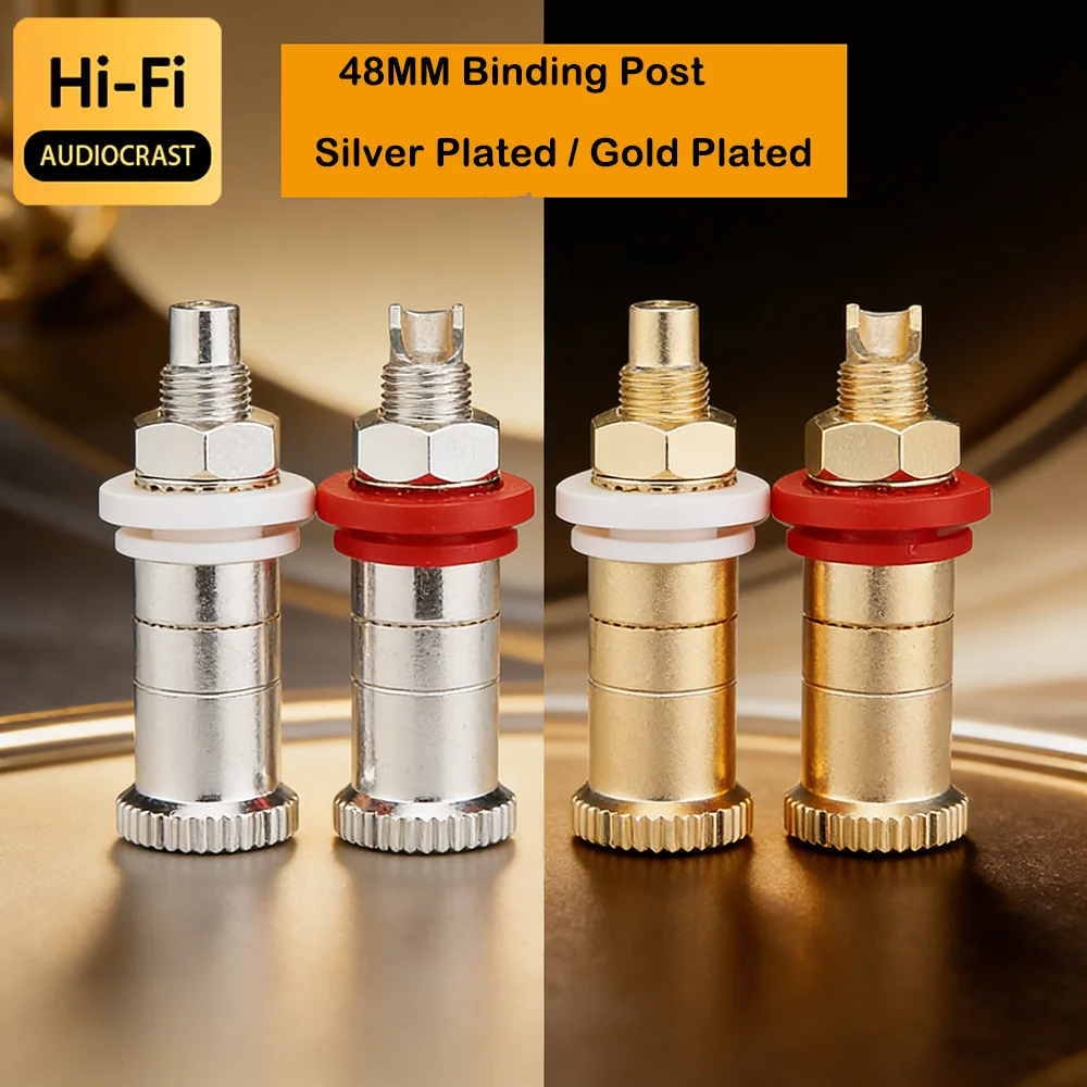 Audiocrast Gold / Silber Beschichteter 48mm / 65mm Lautsprecher-Anschlussklemme Bananenstecker-Buchse Audio-Adapter Kabelzubehör