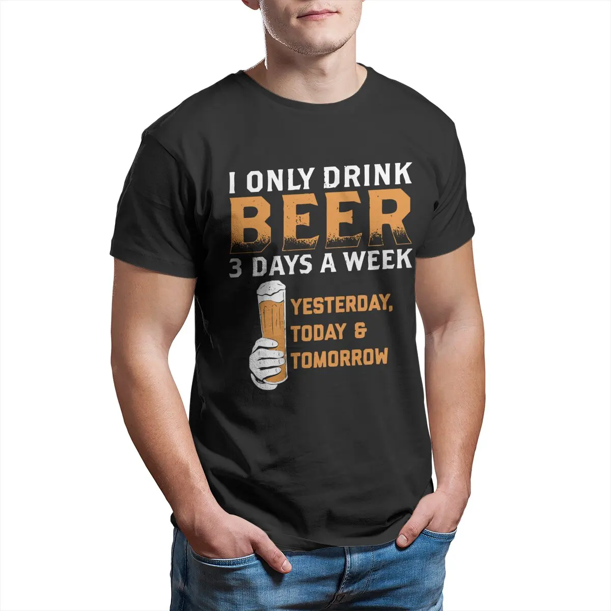 I Drink Beer 3 Days A Week Funny Drinking Craft Beer Lover  T-Shirt for Men Pure Cotton Oversized Pure Cotton printed plus size