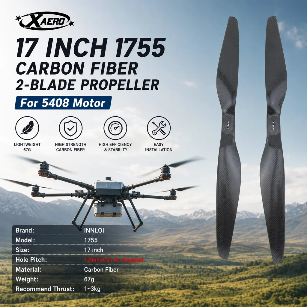 XAERO 17 inch 1755 Carbon Fiber 2-Blade Propeller for 5408 Motor