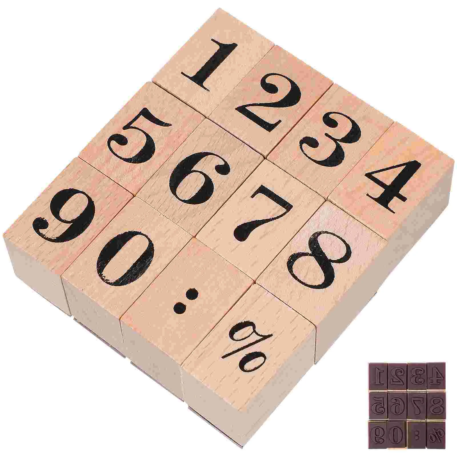 

Wooden Stamp Set Digital Pattern Stamps Craft Seal Calendar Scrapbook Stamping Numbers DIY Rubber Envelope