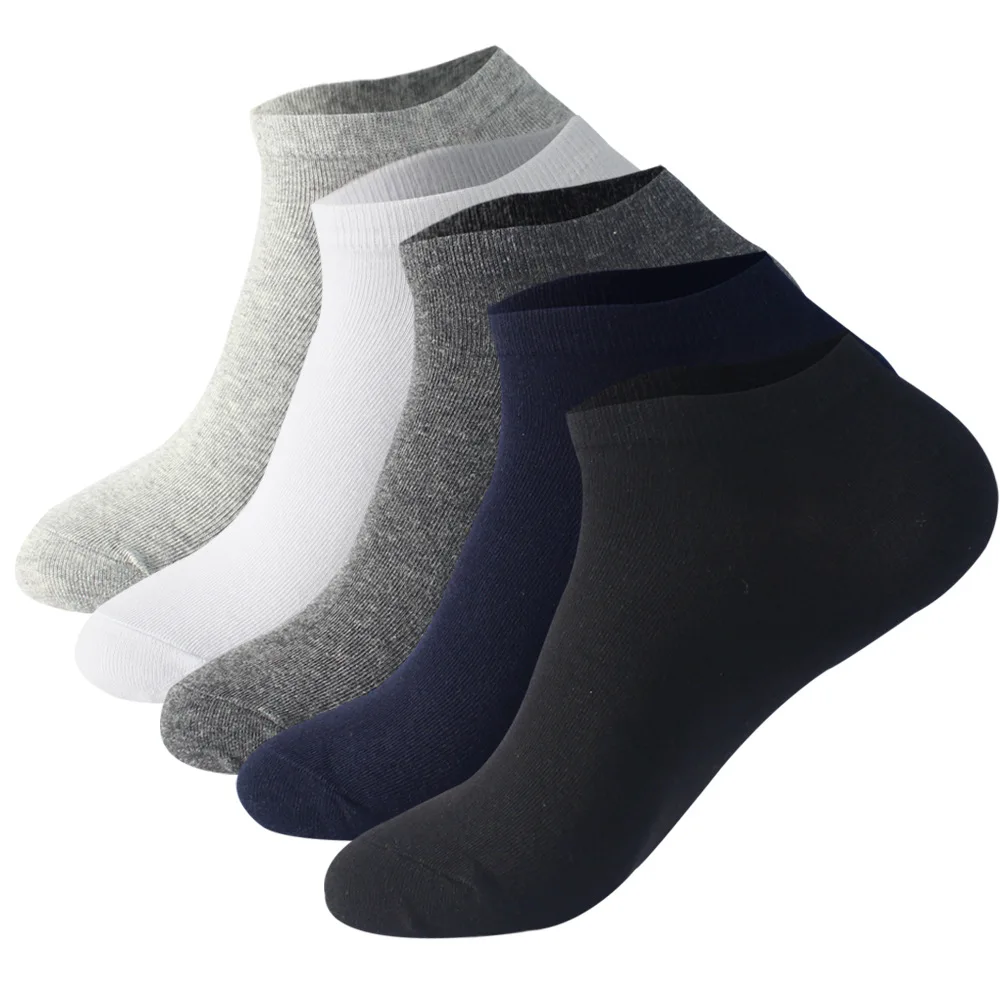 5 Paar Sommer-Herren-Bootssocken aus 100 % Baumwolle, dünn, atmungsaktiv, hochwertige kurze Socken, schwarz, weiß, Damen-Alltags-Knöchelsocken – Detail 1