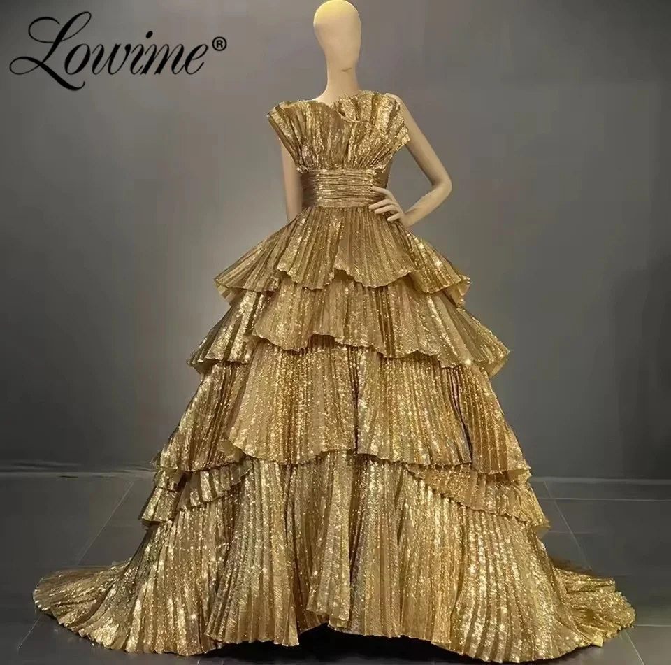 

Glitter Gold Prom Dresses A Line Engagement Party Dress Luxury Strapless Celebrity Dresses Arabic Evening Gowns For Women 2026