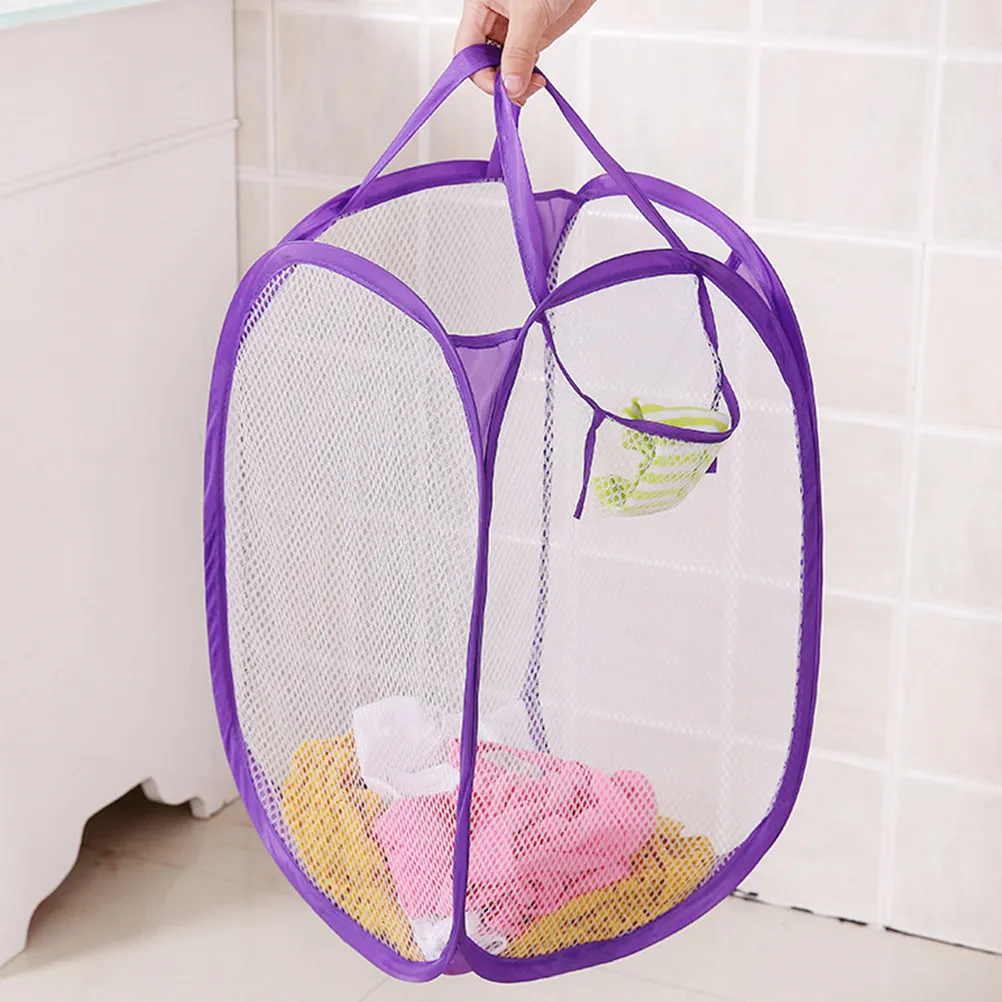 3Pcs Foldable Nylon Laundry Basket Mesh Design High Quality Space Saving Breathable Dirty Clothes Organizer for Bedroom Bathroom