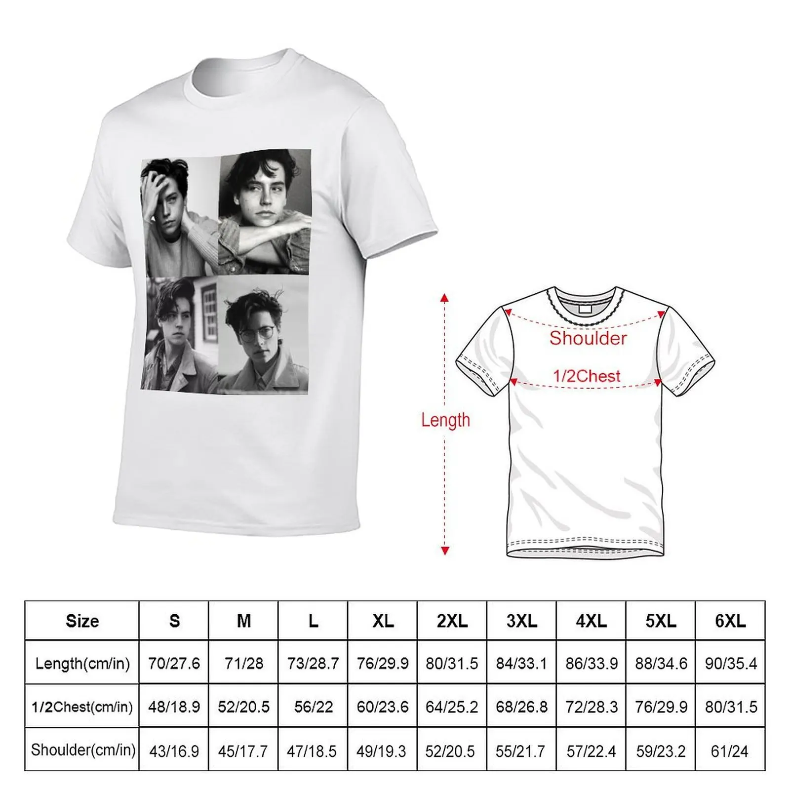 Cole Sprouse Collage B&W T-Shirt t shirt custom print t shirts for man pack white T-Shirt