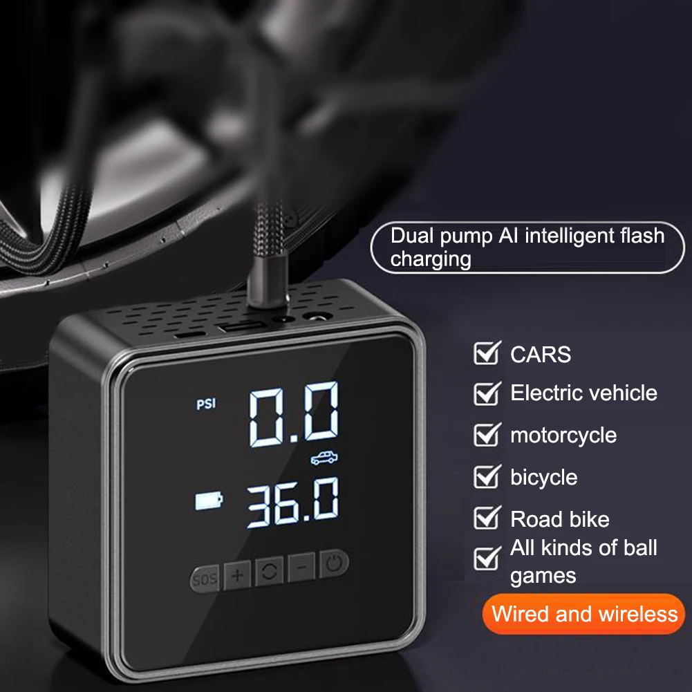 قم بتضخيم إطاراتك بسهولة في أي مكان مع مضخة السيارة المحمولة الفعالة التي تقدم بحد أقصى 150 رطل لكل بوصة مربعة #2