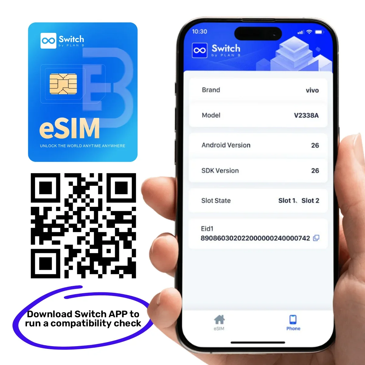 Switch pro eSIM Adapter for Android Physical SIM Card 15 eSIM Profiles Unlimited Travel eSIM for USA Japan EU