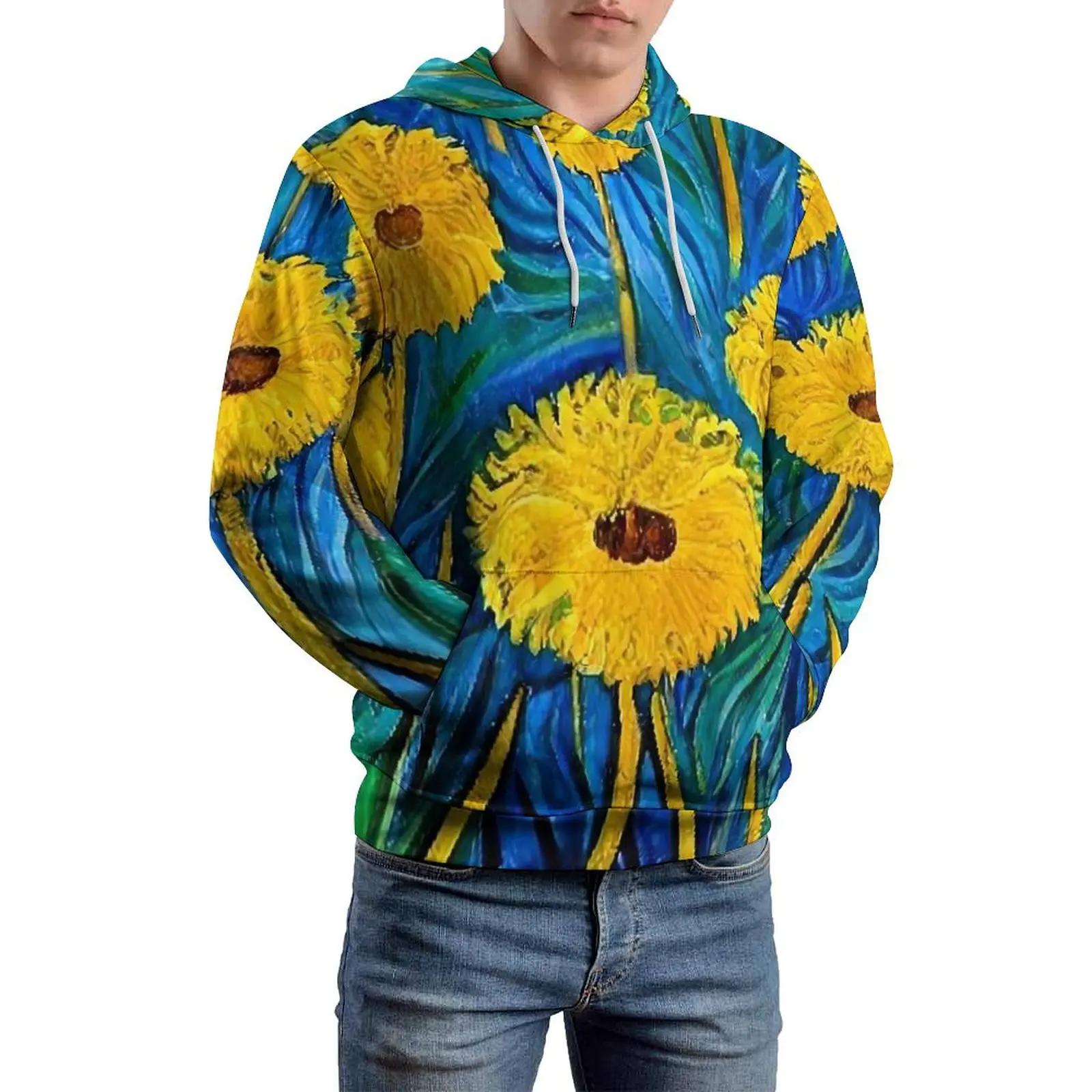 Field of Dandelion Casual Hoodies Abstract Art Street Fashion Hoodie Men Long Sleeve Retro Custom Sweatshirts Gift Idea