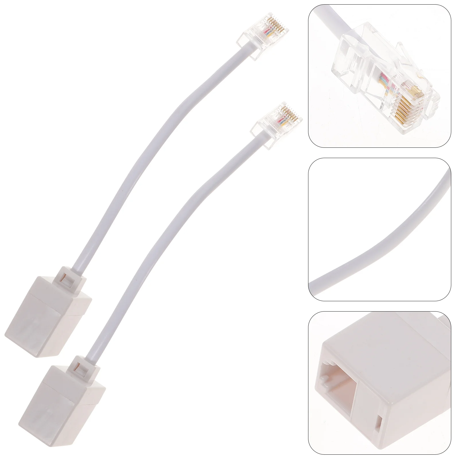 2 Pcs Adapter to RJ11 Phone Line Ethernet Converter Telephone Plug Internet Supply Cord