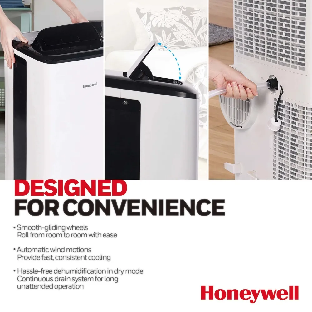 Honeywell 8,000บีทียูสมาร์ท Wi-Fi เครื่องปรับอากาศพกพาและเครื่องลดความชื้น