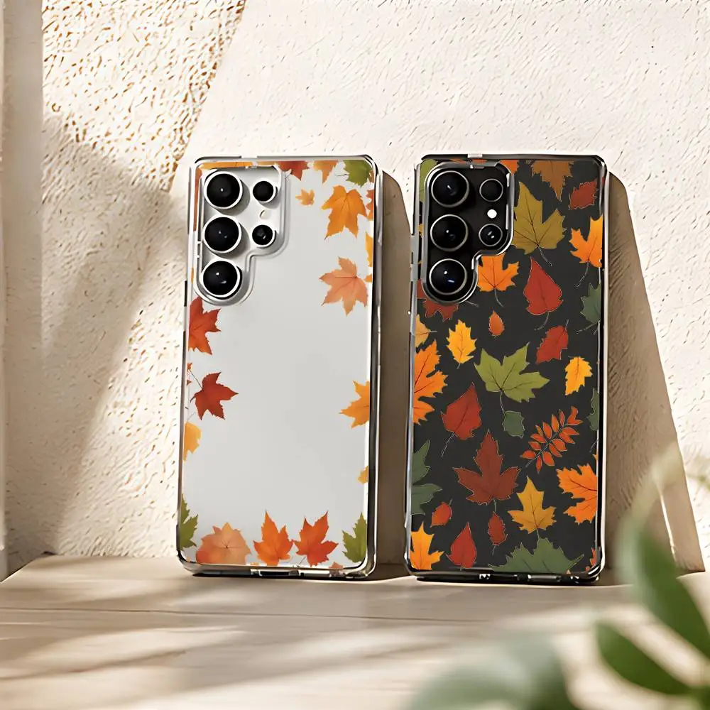 Yellow Fallen Leaves Phone Case For Samsung Galaxy S21 S22 S23 S24ULTRA S25ULTRA FE Ultra Plus5G A52S S26 Shockproof Cover