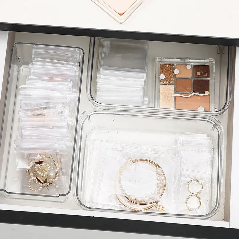 Sacs de rangement de bijoux en PVC Transparent, 10 pièces, pochette de rangement pour boucles d'oreilles, pendentif, collier, Bracelet, bijoux, sac Ziplock Anti-oxydation