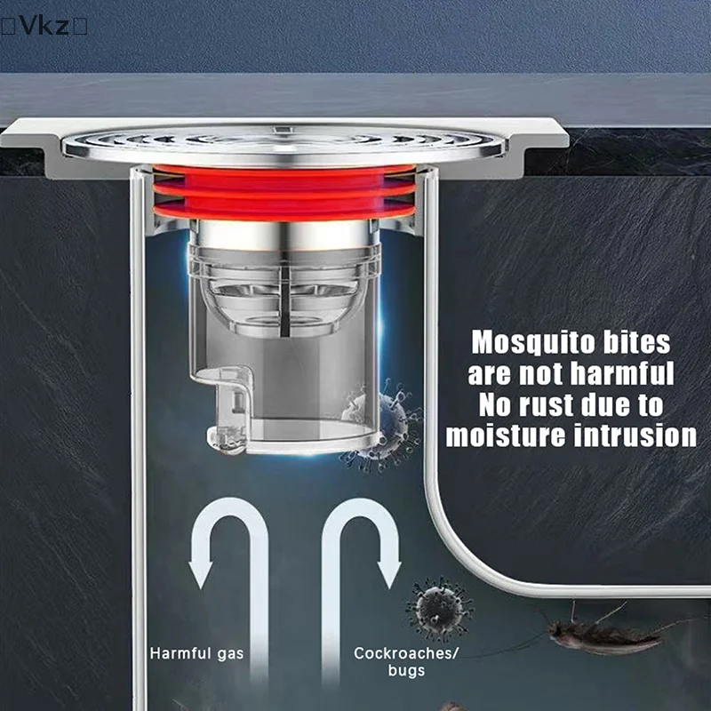 [VK18] noyau de vidange de sol à fermeture automatique, résistant aux odeurs et aux insectes, couvercle de vidange de douche amovible, filtre à cheveux, bouchon de crépine d'égout