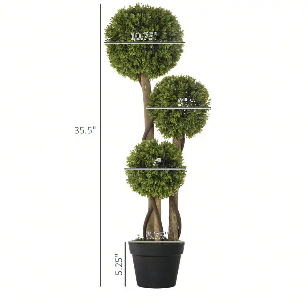 Artificial Tree Ball Box Topiary for Indoor Outdoor, 35.5