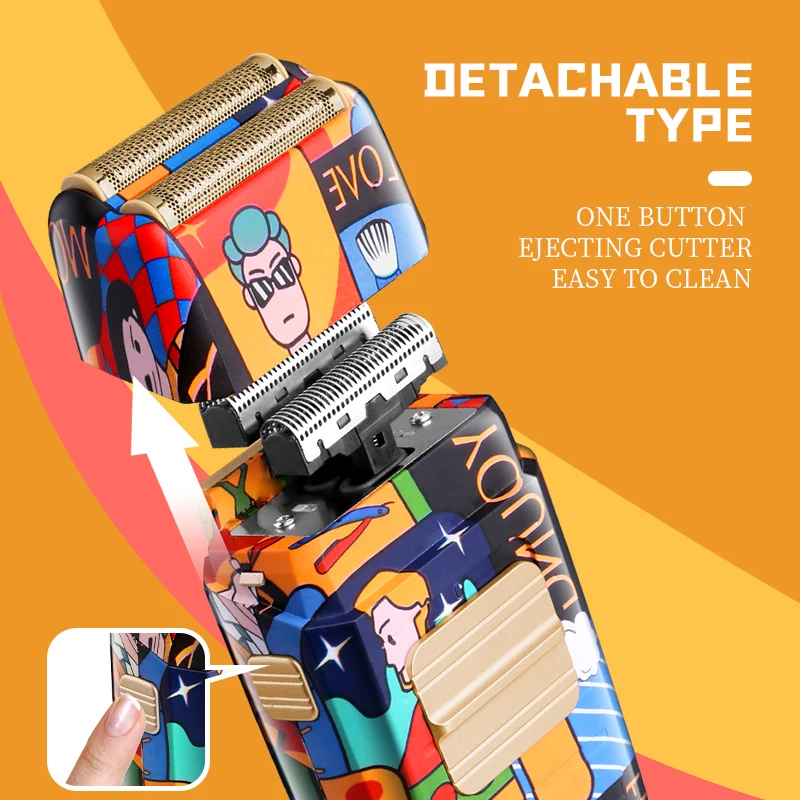 Kemei Professional Men Barber Hair Clipper Rechargeable Fashion Graffiti Electric Finish Cutting Machine Beard Trimmer Shaver