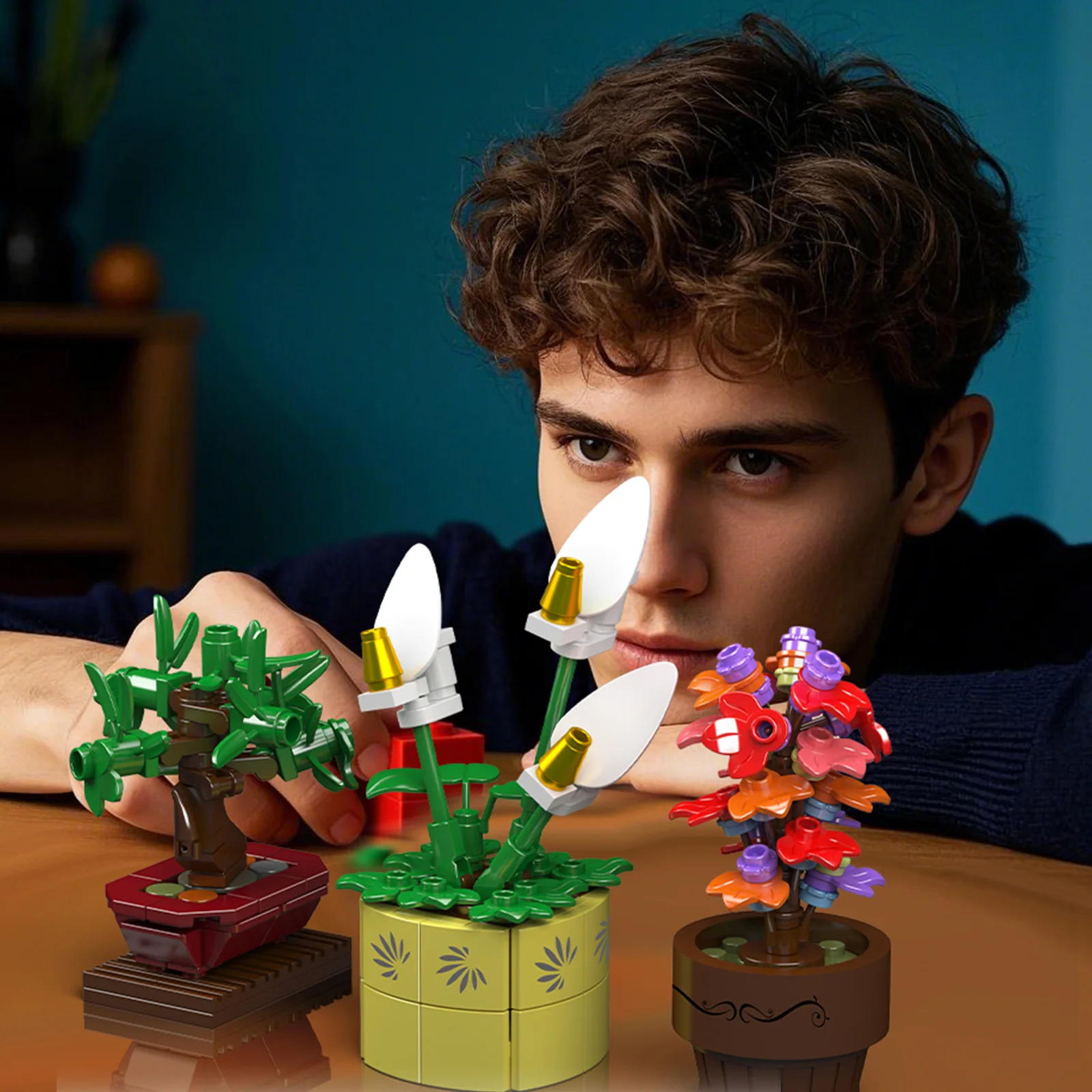 Mould King Tiny Plants Simulation Potted Plants Building Blocks Flowers Bouquet Kid Assembly Handemade Toy Home Decor Girls Gift