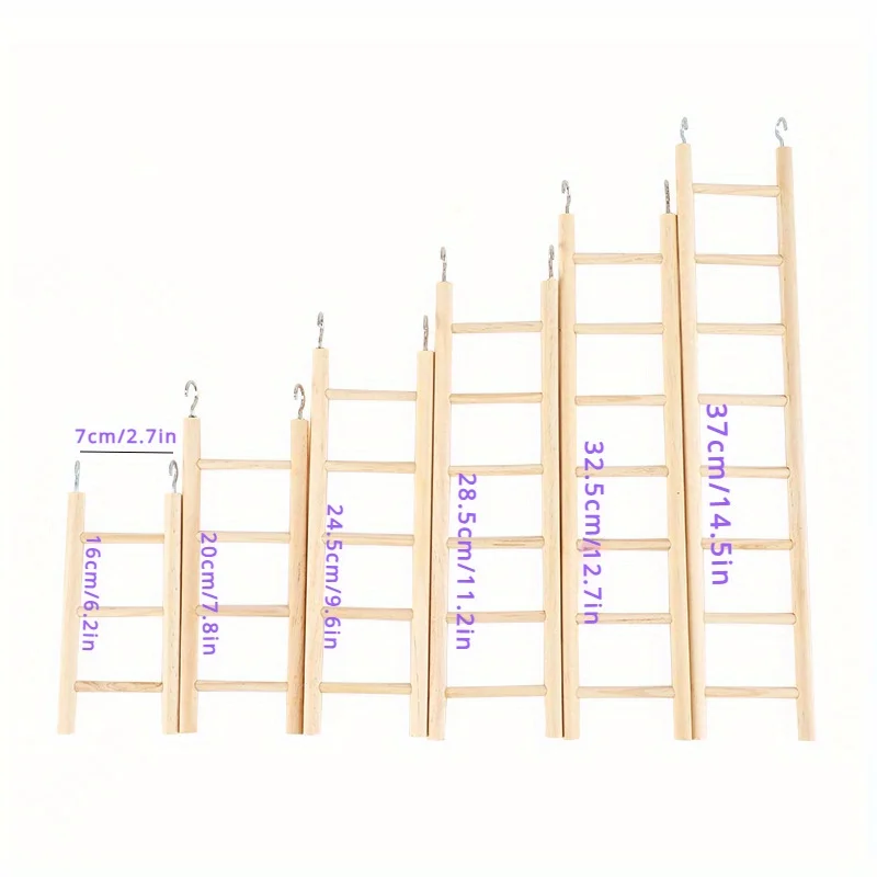 1pc Parrot Toy Wooden Bird Climbing Ladder, Parrot Bird Cage Supplies, Solid Wood Stand Climbing Ladder,Hamster ladder