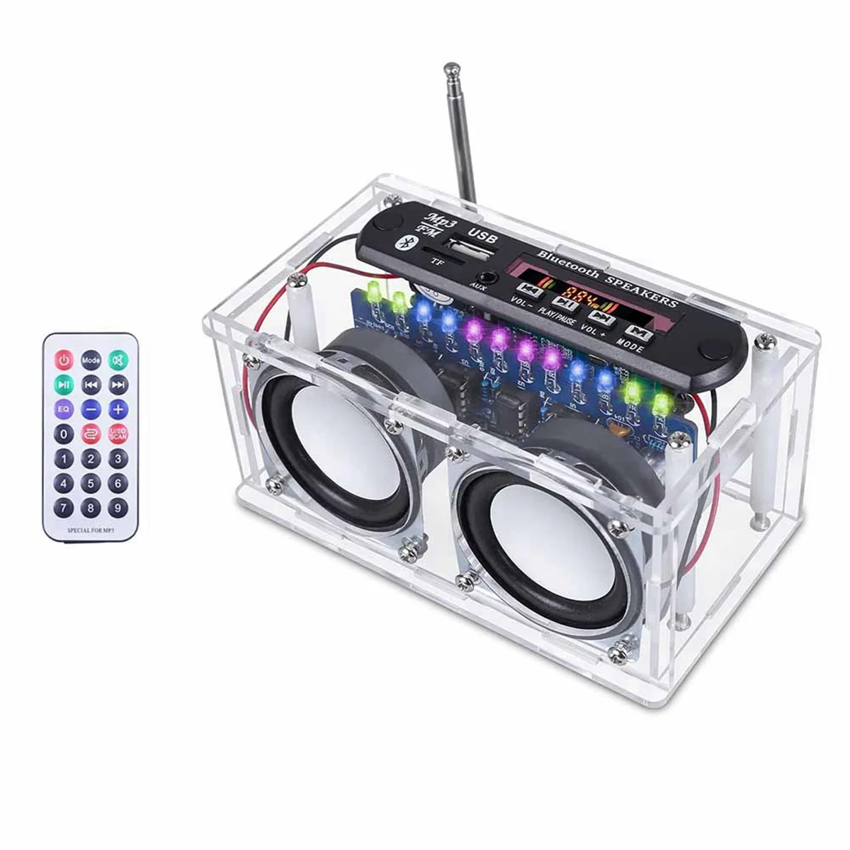 POP-lDIY Bluetooth Speaker Kit,Recording Function FM Radio Soldering Practice Kit with LED Spectrum and Remote