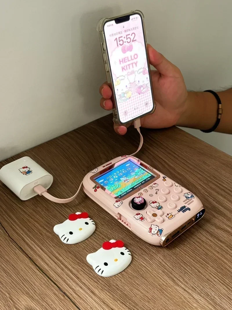 Hello Kitty Stickers Mini Game Console Power Bank Dual-Purpose Cute And Practical Christmas Gift For Friends\' Birthday Surprises