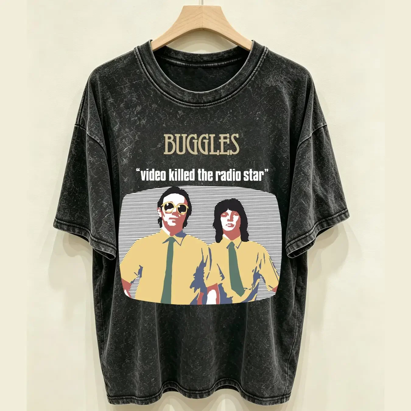 washed T Shirt The Buggles British New Wave Band Video Killed Radio Star M 2XL long or short sleeves vintage Washed Stylish