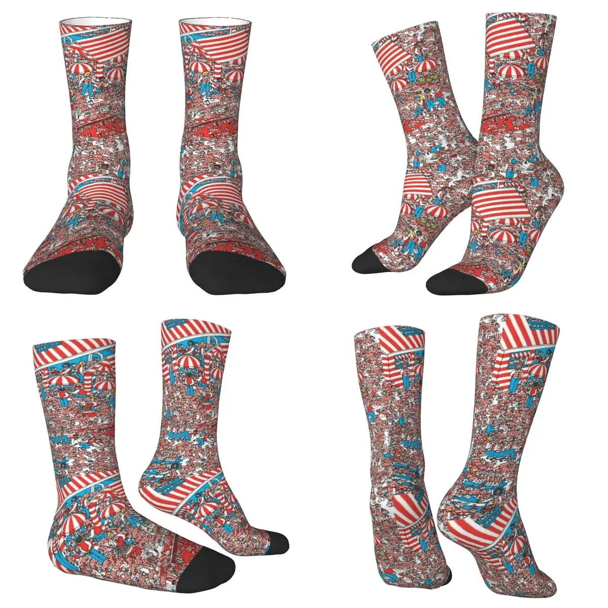 

Where's Wally Find Wally Book Part II Socks Harajuku Super Soft Stockings All Season Long Socks Accessories Christmas Gifts
