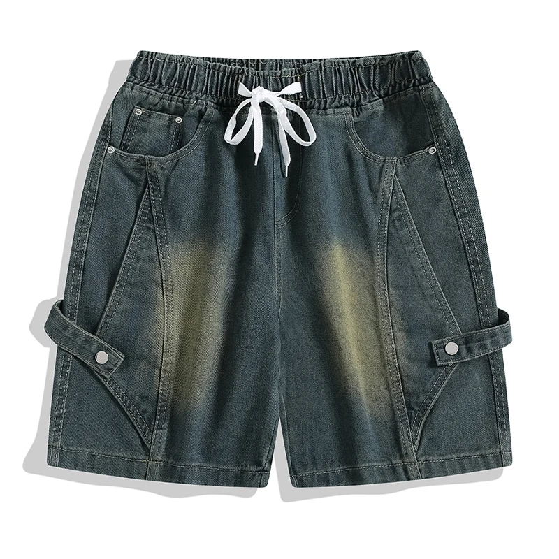 

Мужские летние джинсовые шорты, новые американские уличные повседневные свободные брюки до колена с карманами, модные универсальные красивые брюки