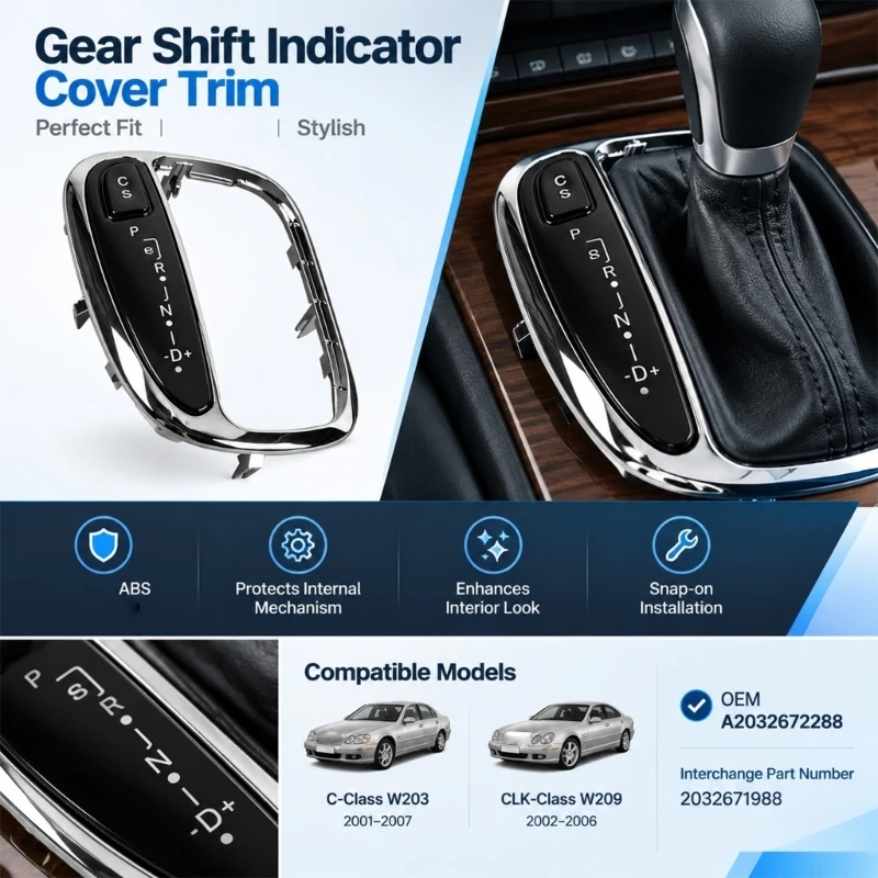 Gear Position Trim Panel in ABS Plastic with Integrated for C230 C240 C280 C320 Replacing Worn Trim Above X37F