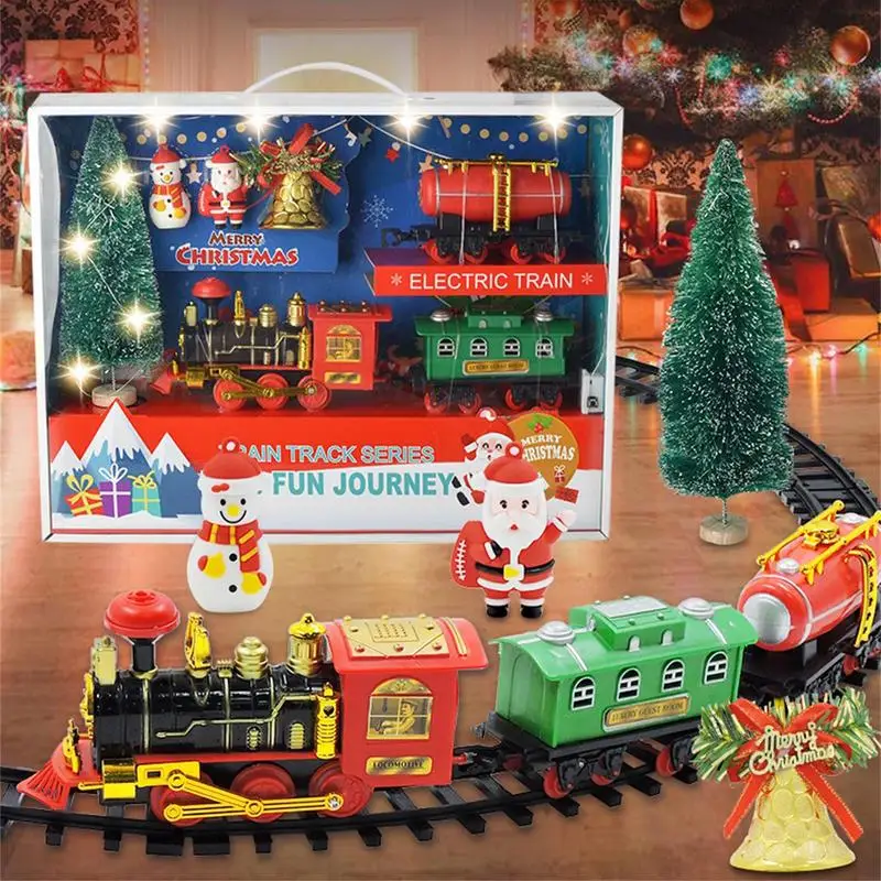 Christmas Electric Train Toy Train Toys Festive Home Decor DIY Car Track Carriages And Tracks Toys Christmas Gift For Aged 4 5 6