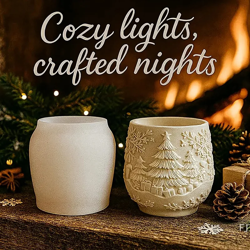 [YU] Grote kerst siliconen mal, geschikt voor het maken van bloempotten, kaarsen, opbergdozen - niet-plakkerige zachte herbruikbare doe-het-zelf mal