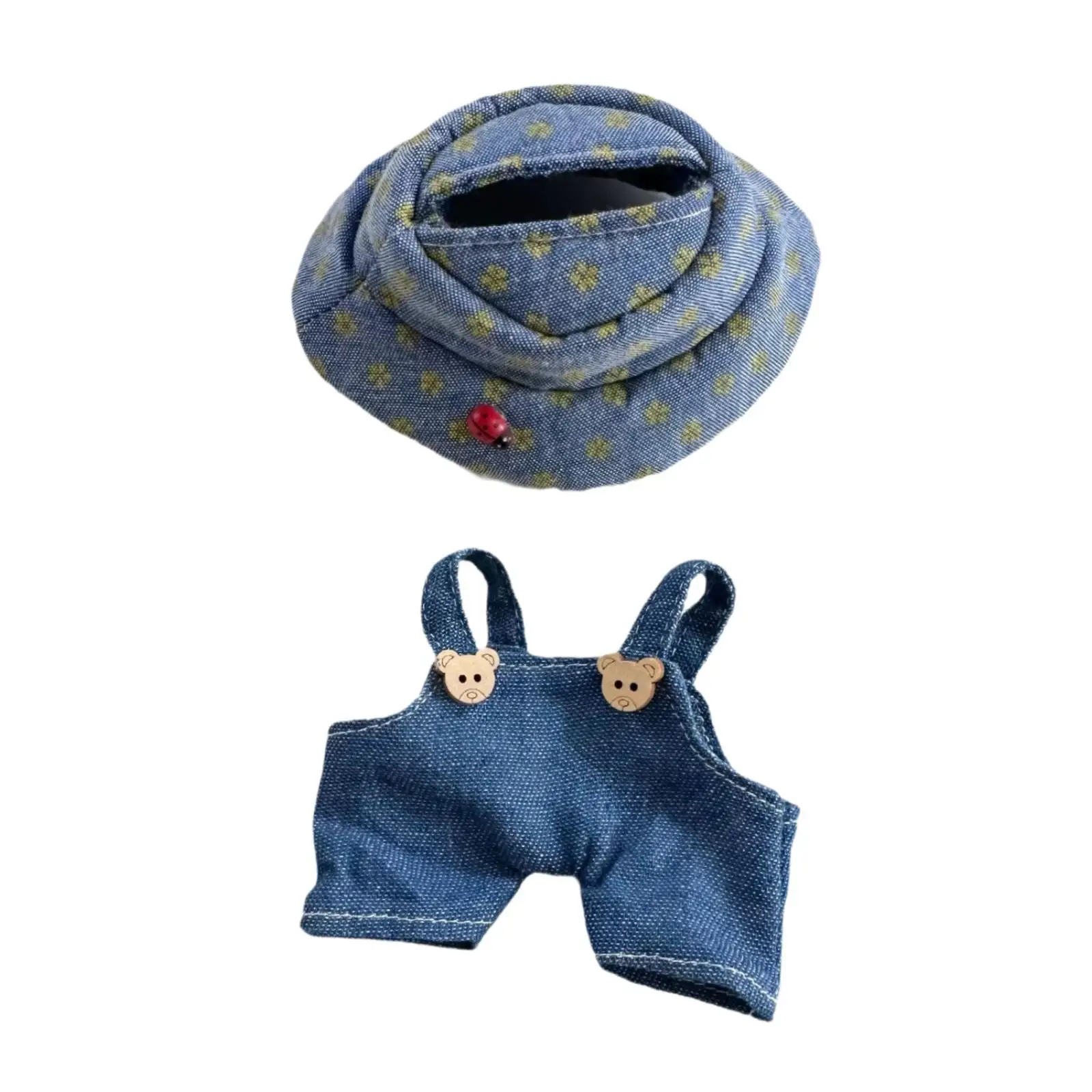 

Doll Jumpsuit Doll Jeans Pendant Doll for Kids Birthday Gift with Hat DIY Accessories Costume Accessory Outfits for 17cm Doll