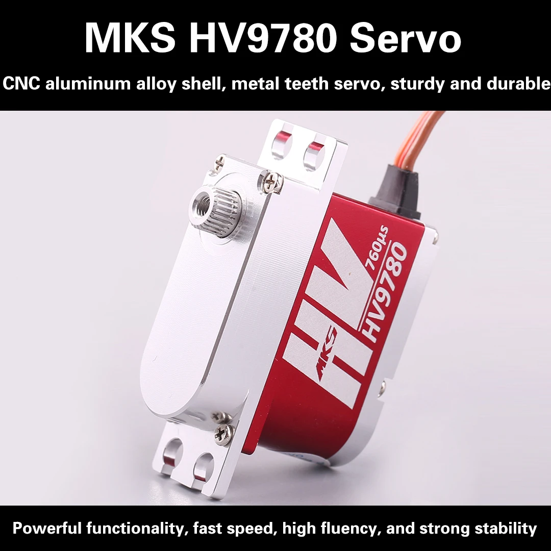 

MKS HV9780 Высоковольтный сервопривод Модель Хвостовой руль вертолета Узкая частота Цифровая полая чашка Цельнометаллический сервопривод