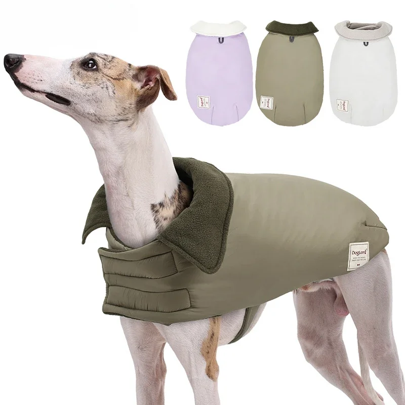 Lapel Turtleneck Dog Cotton-padded Jacket Solid Color Cold-proof Warm Dog Warm Windproof and Rainproof Dog Cotton-padded Vest