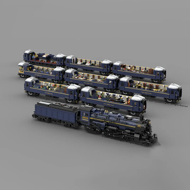 Nowe, wykwintne klocki konstrukcyjne, rozszerzenie modelu pociągu, moduł Orient Express, klocki konstrukcyjne na prezent, zestaw DIY dla dzieci