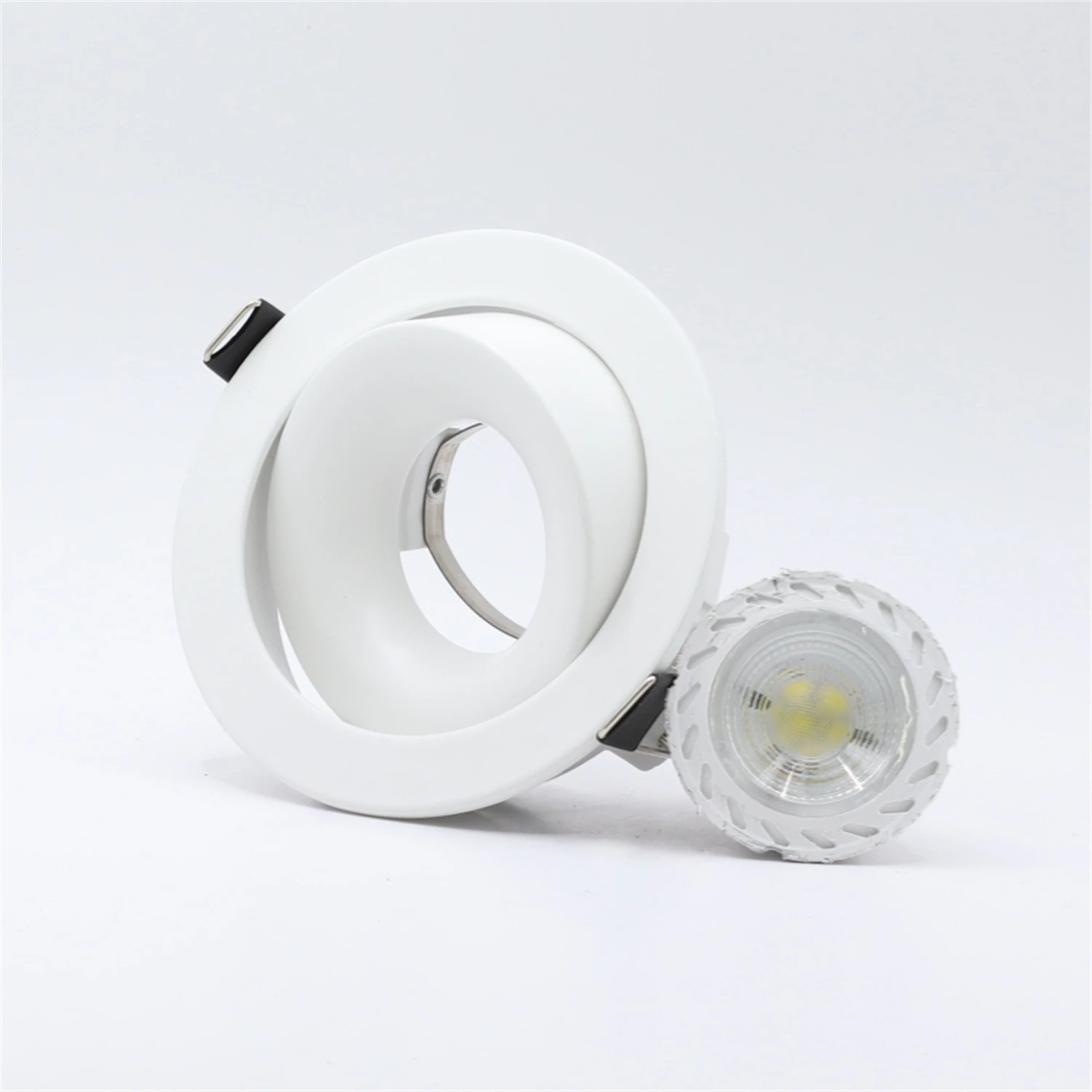 Cadre de Downlight LED d'Usine Rond en Alliage de Zinc Encastré, GU10 MR16, Supports d'Ampoule, Garnitures, Appareils Réglables