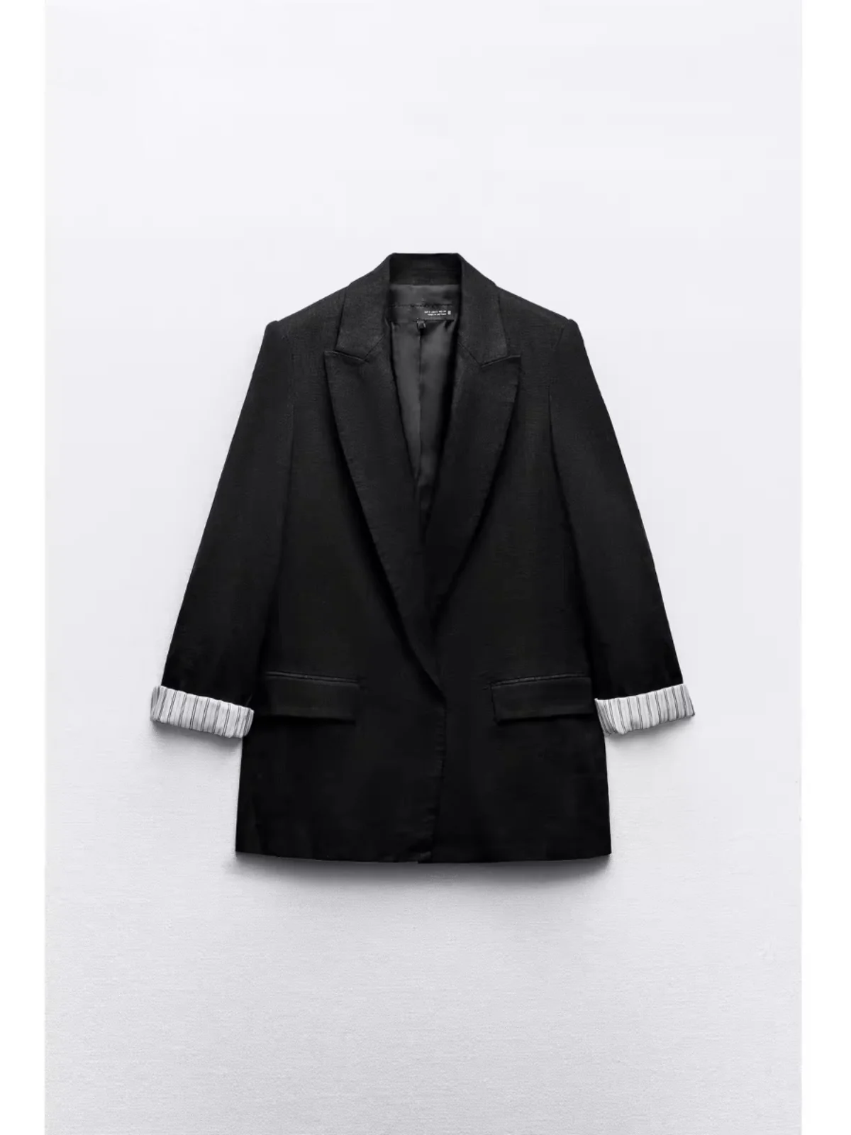 

Лето 2023, женский высококачественный льняной костюм с манжетами Све, костюм с открытой передней частью, универсальный длинный костюм свободного покроя, однотонный цвет