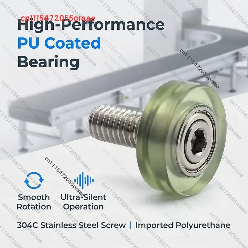5pcs 16mm PU Coated Roller Bearing 685RS With Screw M4 PU68516-5C1L6M4 Polyurethane Bolt Wheel 16mm Soft Rubber Threaded