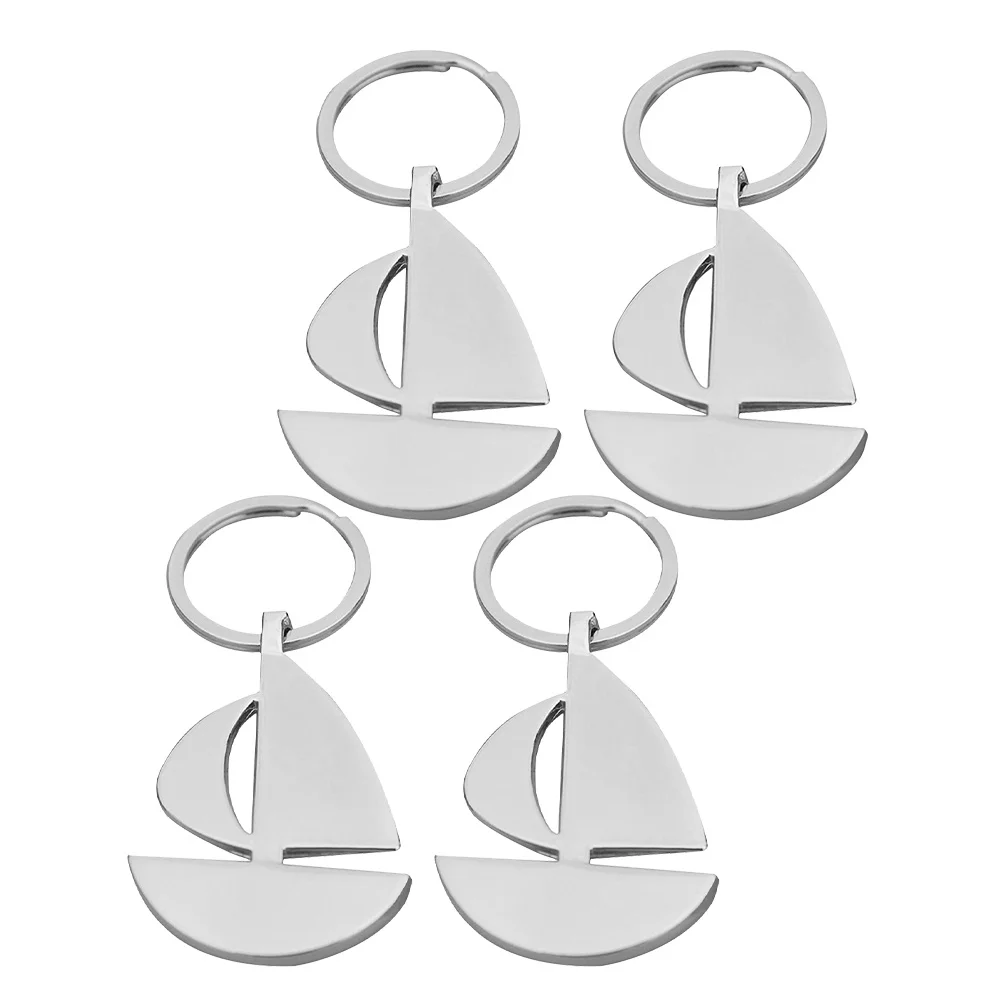 

4Pcs Sailboat Key Ring Creative Boat Design Metal Keychain for Men Water Resistant Key Holder for Boating and Travel