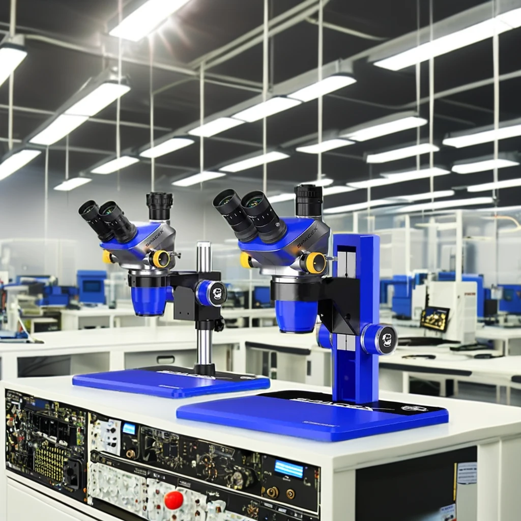 SpaceX-B11 Trinocular Stereo Microscope 6.5X-52X Continuous Variable Magnification New BGA Chip Repair Tool Motherboard Repair