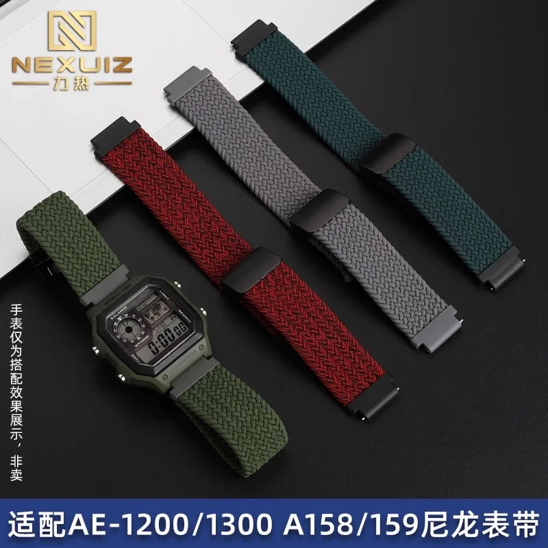 Quick Release Woven Nylon Strap for Casio AE1200/1300 WS-1400H/1300/1500 A158 A159 A169 AE-1200 Bracelet Men Wristband 18mm