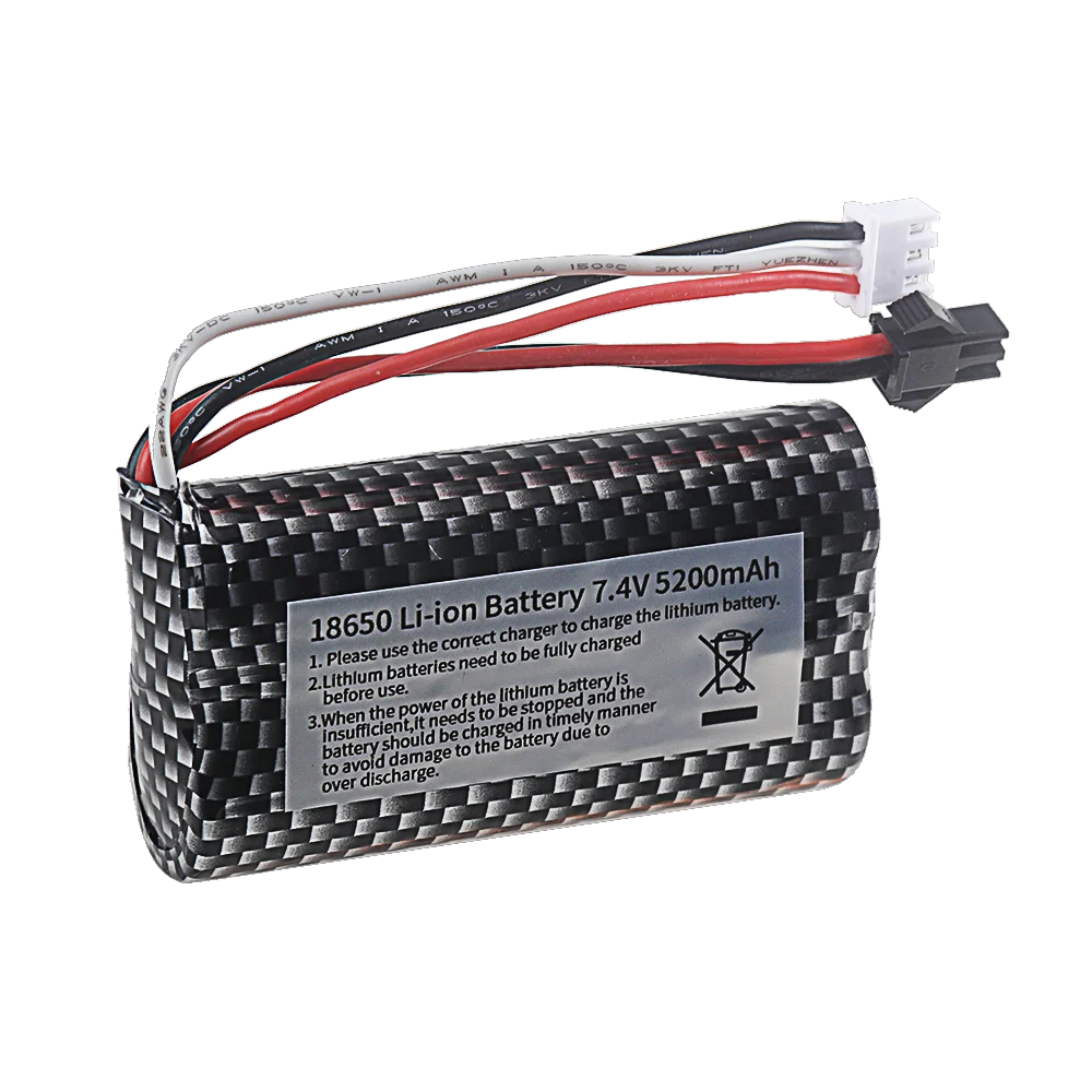 7.4V 18650 SM-2P 5200mAh Li-ion Battery for WPL MN99S D90 U12A S033g Q1 H101 Rc Boats Cars 7.4 v Battery or Charger